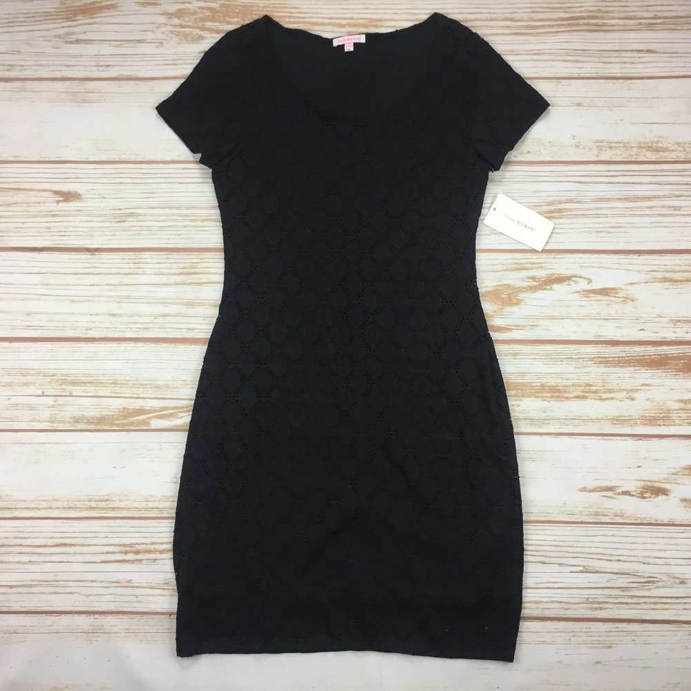 NWT Isaac Mizrahi Black Eyelet Mesh Bodycon Dress